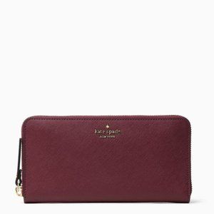 NWT Kate Spade Laurel Way Neda Large Wallet - Deep Berry saffiano leather